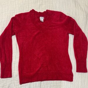 Worthington V-Neck Sweater in Bold Red